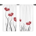 thumbnail image 5 of Red Flower Kitchen Curtains Floral Petals Rod Pocket Leaves Lines Woman Girl White Plant Silhouettes Printed Living Room Bedroom Window Drapes Treatment Fabric 2 Panels 27.5 x 36 Inch WW-TGNA, 5 of 5