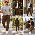 thumbnail image 5 of Aezemi Men Elastic Waist Jogger Sweatpants with 4 Pockets Drawstring Casual Outdoor Workout Sports Winter Pants Fashion Comfy Fall Gym All Match Trousers 3XL, 5 of 7