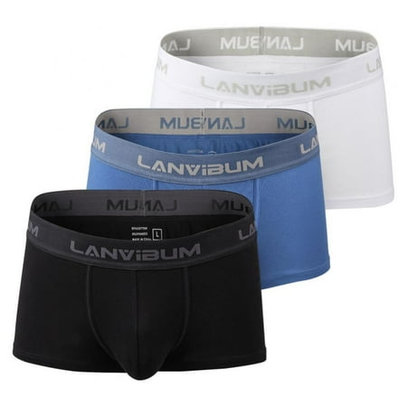 

Men s Solid Color Loose Fit 3D U-convex Soft Breathable Underpants Casual Sports Boxer Brief Mid-Rise Threaded Cotton Comfortable Boyshorts(3-Packs)