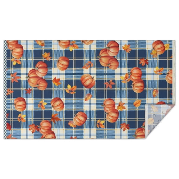 Thanksgiving Harvest Tablecloth 60x102 Inch, Fall Pumpkin & Leaf Design Rectangle Cover - Oblong Table Polyester for Holiday Meals & Family Gatherings