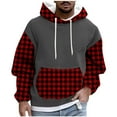 thumbnail image 2 of Mens Big & Tall Hoodies Fleece Lined Sweatshirts Plus Size M-4X Long Sleeve Pullover Plaid Printed Thermal Warm Hoodie Tops with Front Pocket, 2 of 5