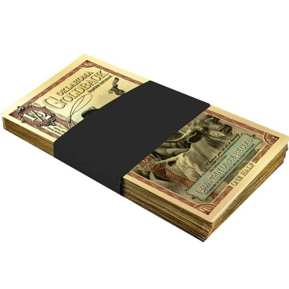 Pack of 100 - 1/2 Oklahoma Goldback 1/2000 oz 24K Gold Foil Aurum Note