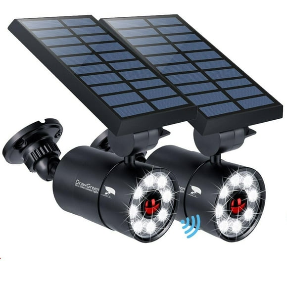 Lumière Solaire à Capteur de Mouvement Extérieure de 2, 1400 Lumens 9 Watts (110W Équ.) Aluminium Solaire Sécurité contre les Inondations Projecteurs d'Urgence pour Cour Clôture Maison Patio Escaliers Arbres Jardin, 100 Semaines Remplacement Gratuit