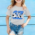 thumbnail image 2 of WMQPNNS Kids Girls Short Sleeved Tops Girls Casual Tops Size 8 Casual Regular Fit Cowl Neck Tunic Tops Soft Comfy Blouse Cute Print Summer Cotton Tops, Size 5-6 Years, Light Gray, 2 of 4