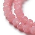 thumbnail image 4 of Baking Painted Imitation Jade Glass Bead Strands Faceted Rondelle Pink 8x6mm Hole: 1mm about 63~65pcs/strand 39~40cm, 4 of 5
