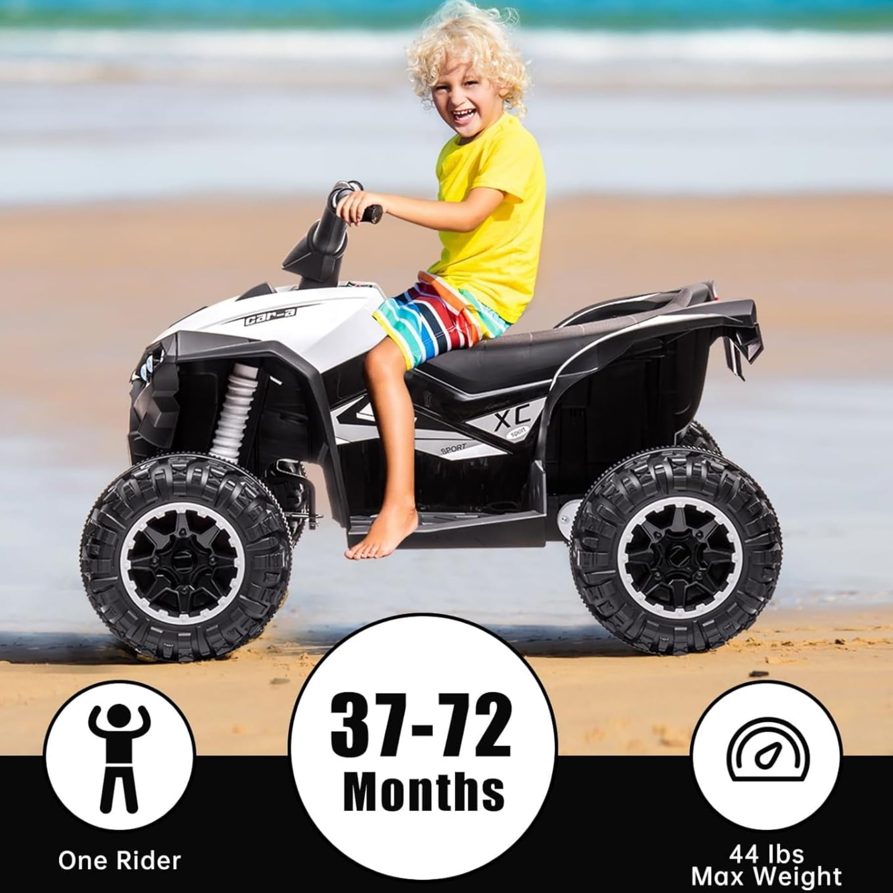 TROPOW Electric Ride On Cars with Remote Control,Kids Ride On ATV 4 Wheeler, Electric Battery-Powered with Remote Control, Music, Horn, Led Lights, USB Port, Treaded Tires