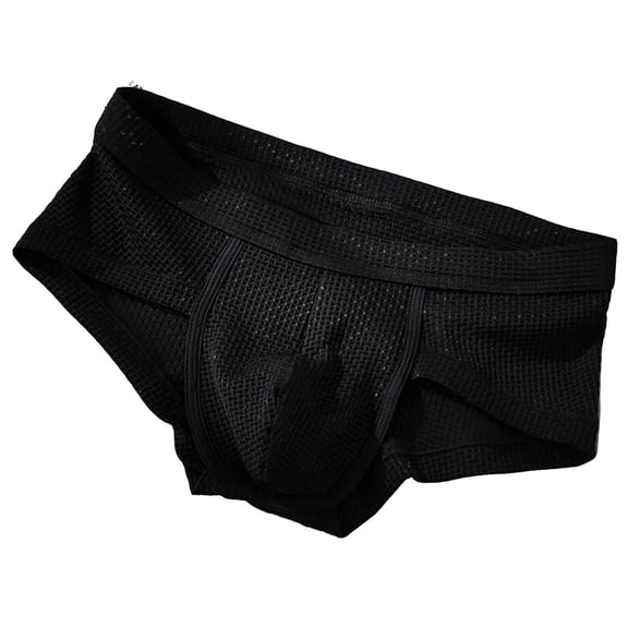 Luvior Men’s Soft Silky Summer Mesh Briefs – Breathable Double Layer Crotch, Mid Rise Thin Sporty Triangle Underwear Black XXXL