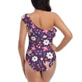 thumbnail image 5 of Salouo Cute Squirrel Floral Pattern One Shoulder Ruffled One Piece Swimsuit for Women V Neck Swimwear Tummy Control Bathing Suit-X-Large, 5 of 6