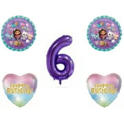 Gabby's Dollhouse 6th Sixth Birthday Party Balloons Decorations Cats Purple