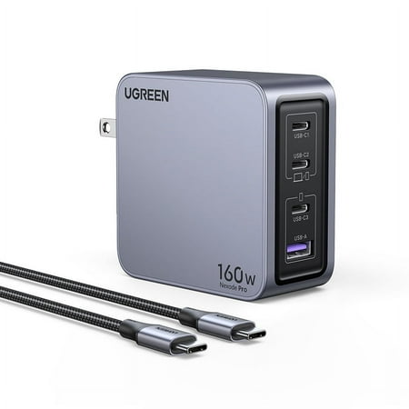 UGREEN Nexode Pro 160W USB C Charger, GaN Fast Charger for Laptop Cellphone, with 3ft 240W cable