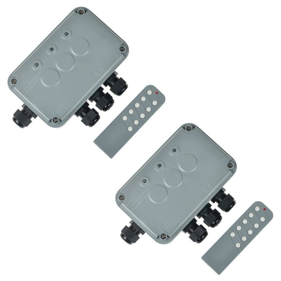 GREENCYCLE 2 Set 15A 3-Gang Junction Box Weatherproof Outdoor Switched with  with indicators and 4 x 20mm Cable Gland and Remote Power Switch IP66 Rated (2PK Box, 2PK Remote Control)