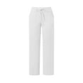thumbnail image 6 of QATAINLAV Capris for Women Casual Comfy Linen Pants Drawstring Elastic Waist Cropped Trouser with Pockets Fashion Beach Clothes White XXL Gifts for Girls, 6 of 7