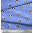 thumbnail image 3 of Soimoi Blue Japan Crepe Satin Fabric Women & Shopping Mall Modern Style Decor Fabric Printed Yard 42 Inch Wide, 3 of 3
