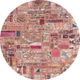 thumbnail image 1 of Ahgly Company Machine Washable Indoor Round Abstract Dark Salmon Pink Area Rugs, 5' Round, 1 of 7