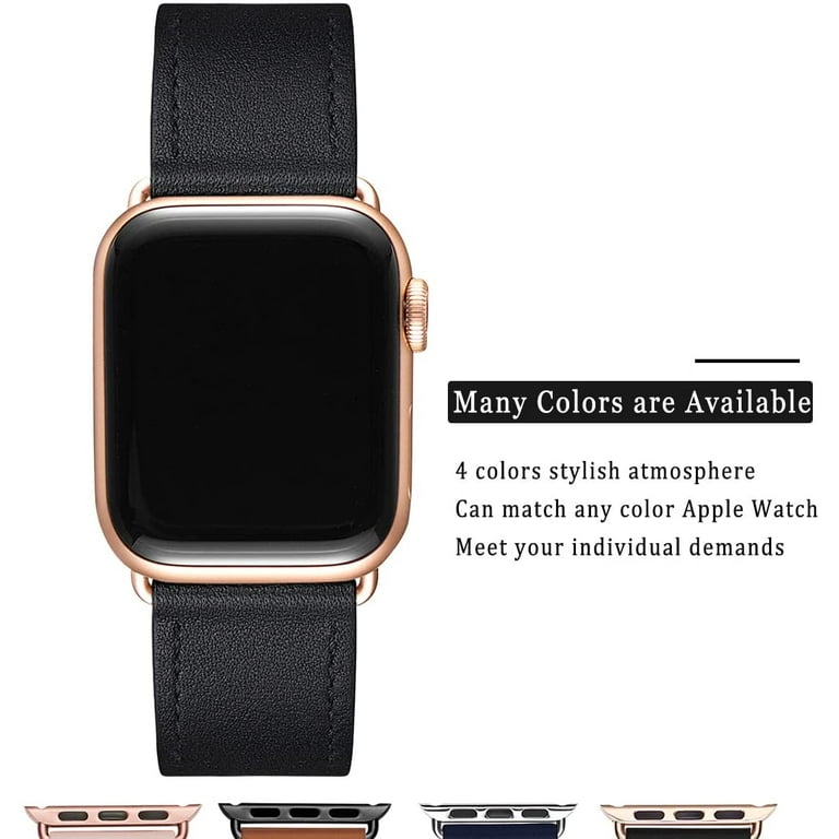 Slim Leather Band for Apple Watch | Oxa Leather, Black / 41mm | 40mm | 38mm / Rose Gold