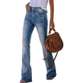 thumbnail image 3 of Women High Waist Flared Leg Casual Jeans Long Denim Pants, 3 of 7