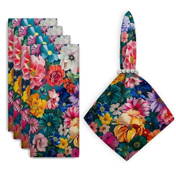 Bahomeck Cloth Napkins Set Of 4 Colorful Tulips In Full Bloom Square Napkins Washable Dining Table Napkin For Home Holiday Wedding Party Dinner Decor 18*18 Inch