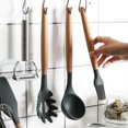 thumbnail image 2 of Multiple Style Wooden Handle Silicone Spatula Soup Spoon Fork Colander Shovel Cooking Utensils Kitchen Tool Suit Exquisite, 2 of 3