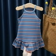 thumbnail image 2 of XFHLMJFF Girls Dress Children Toddler Sleeveless O-Neck Kids Baby Stripe Beach Casual Party Frocks Leisure Sundress, 2 of 9