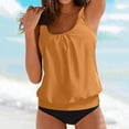 thumbnail image 2 of NIEWTR Bathing Suit For Womens Wide Strap Square Neck Tankini Set, Solid Tummy Control Bottoms Swimsuit(Khaki,4XL), 2 of 4