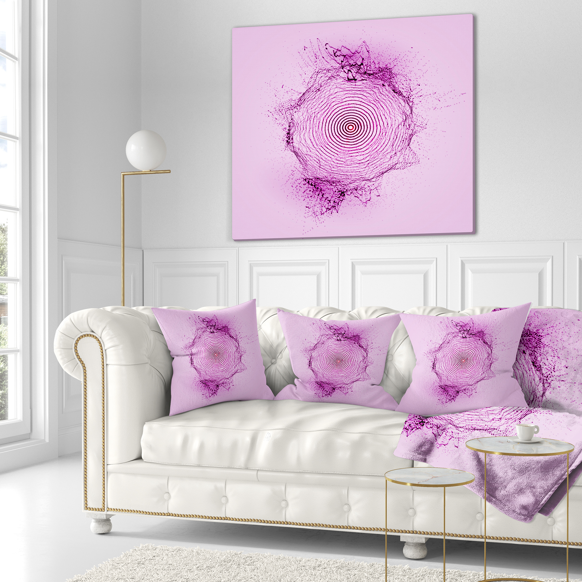 Designart Purple 3D Shape Splashes - Abstract Throw Pillow - 16x16