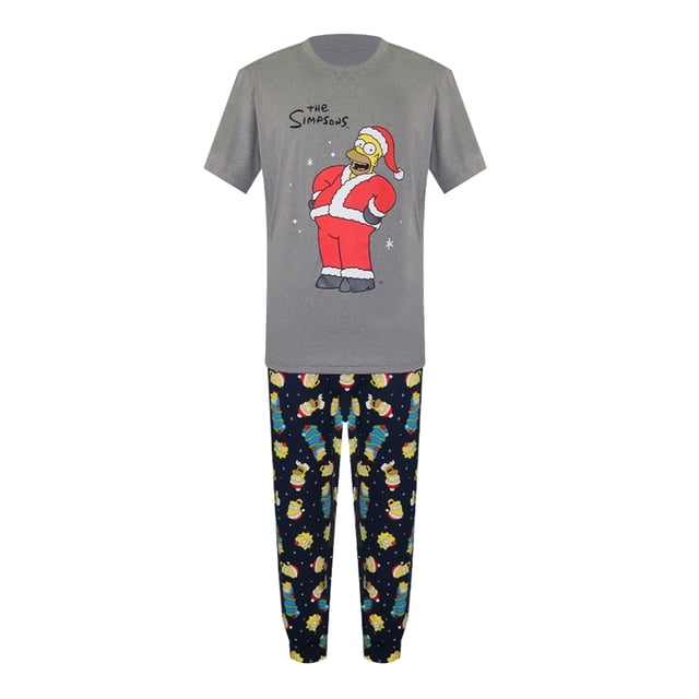 Pijama The Simpsons para Hombre, Familias Navideñas Multicolor Talla EEG, 2 Piezas
