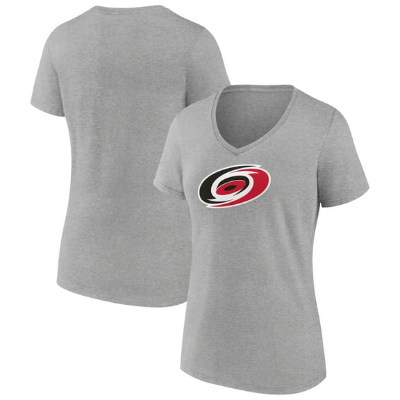 Women's Heather Gray Carolina Hurricanes Primary Logo Team V-Neck T-Shirt