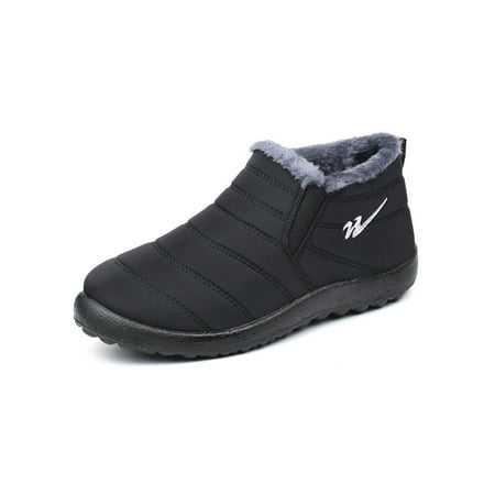 

Lacyhop Men Winter Shoes Mid Top Snow Boots Elastic Warm Comfort Shoe Outdoor Lightweight Fashion Boot Slip Resistant Round Toe Booties Black 9