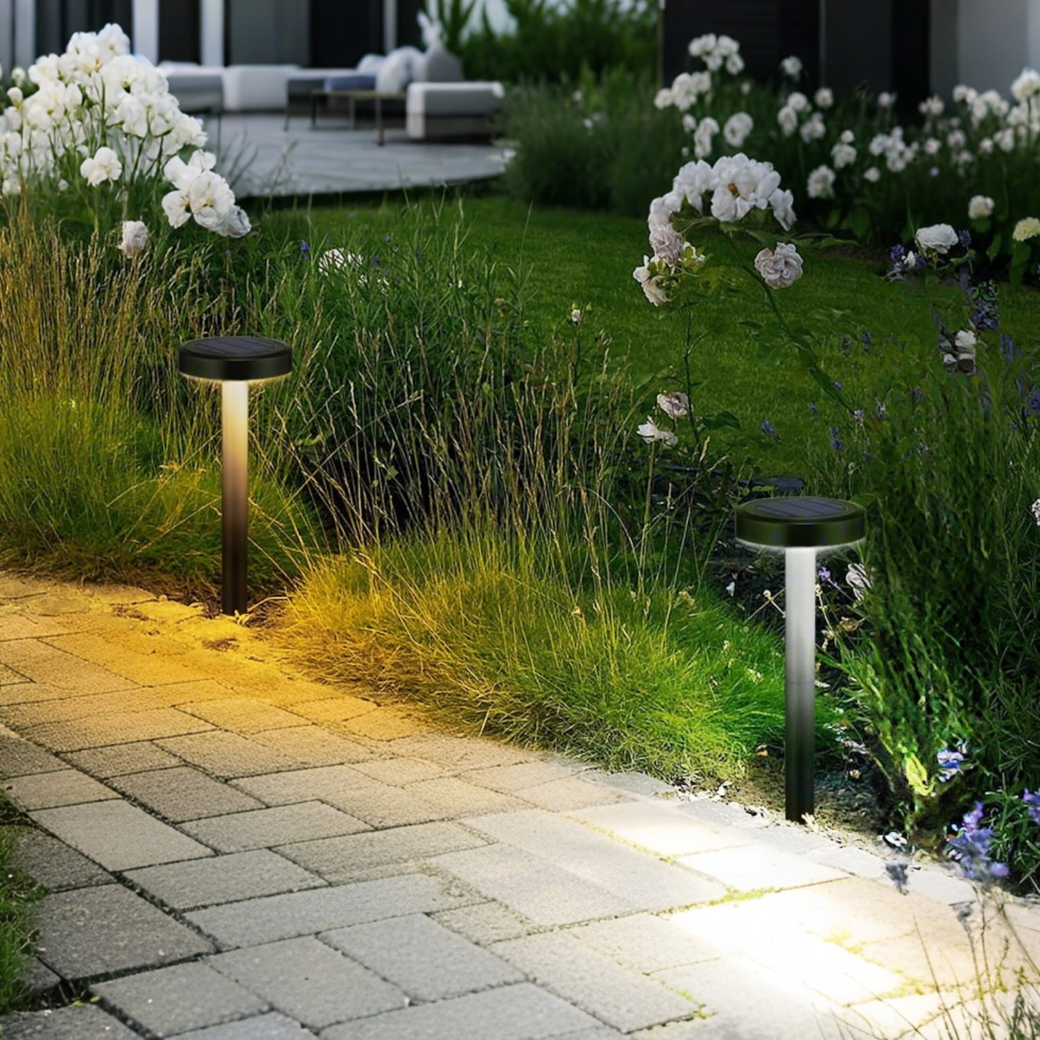 6 Pack Solar Pathway Lights Outdoor, Bright Solar Lights Outdoor, IP65 Waterproof Solar Garden Lights Solar Landscape Lighting for Yard Patio Walkway Driveway Pathway, Circular