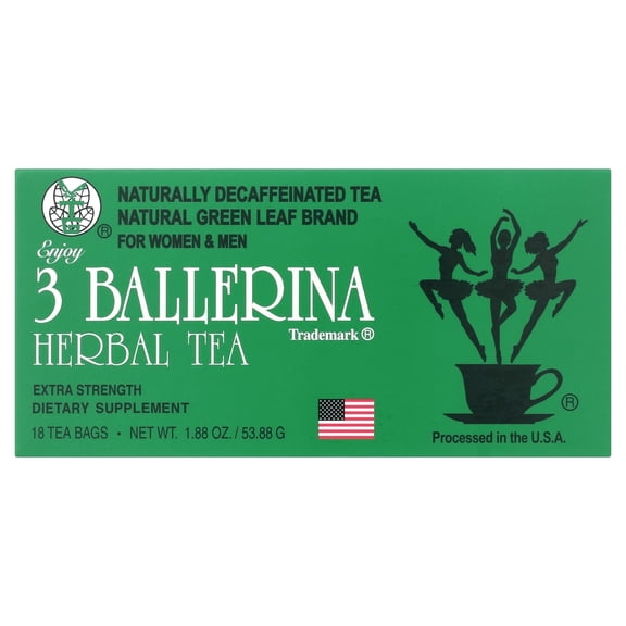 3 Ballerina Herbal Tea Men And Women Dieters' Drink Extra Strength Original Flavor 18 Tea Bags (1 PK)