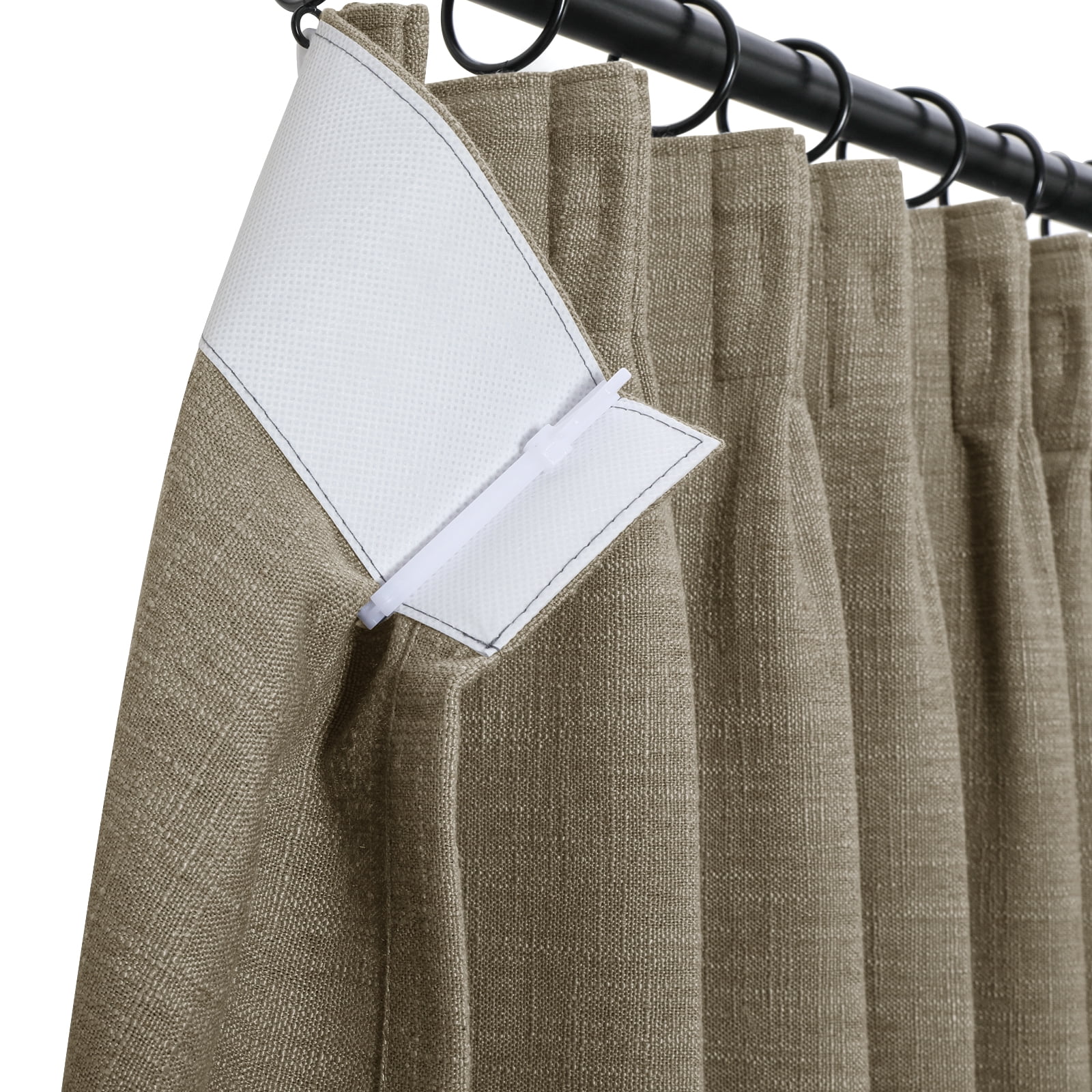 TWOPAGES 52 W X 96 L Inch Drapery Pinch Pleated Top Light Filtering Curtain Soft Linen Textured Drape for Bedroom, 1 Panel, Taupe Grey