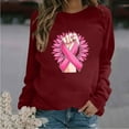 thumbnail image 2 of HKEJIAOI T-Shirts Cancer du Sein pour Femmes Sweat à Manches Longues Ruban Rose Sensibilisation au Cancer, C-Rouge TG, 2 of 4