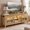 Yellow Oak, variant on Homieasy Farmhouse 55.1'' TV Stand for TVs Up to 60'', Wood Entertainment Center with Charging Station, LED Lights and Shelves for Living Room, Yellow Oak