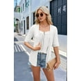 thumbnail image 6 of Women Cute 2 in 1 Blouse Summer Half Sleeve V Neck Eyelet Shirts White XXL, 6 of 7