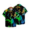 thumbnail image 3 of Camisas Tipo Para Hombre Camisa de manga corta con solapa y hebilla de bolsillo con impresión digital 3D de escritura a mano Spoor para hombre (Green, XXL), 3 of 6