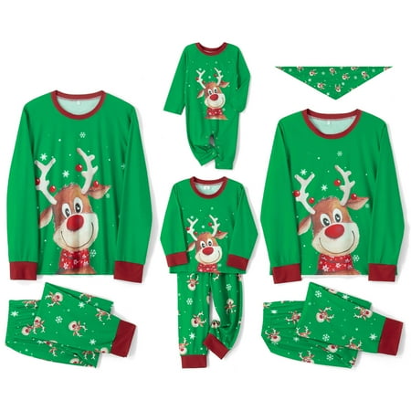 

Family Matching Christmas Pajamas Set Long Sleeve Christmas Elk Print Tops Trousers Suit Sleepwear