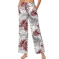 thumbnail image 3 of Psesaysky Womens Elastic Waisted Palazzo Pants Casual Wide Leg Pants Tropical Palm Leaves Printed Long Lounge Pant Trousers with Pocket, Size M, 3 of 7