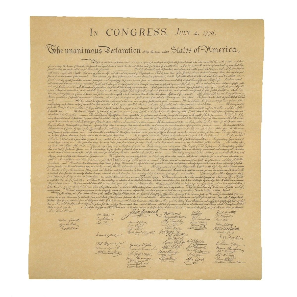 US Declaration of Independence Historical Document on Antiqued