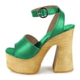 thumbnail image 2 of YDN Women's Open Toe Platform Sandals Wooden Block High Heels with Adjustable Ankle Buckle Strap Daily Casual Outfit Party Shoes Size 11 Green, 2 of 4