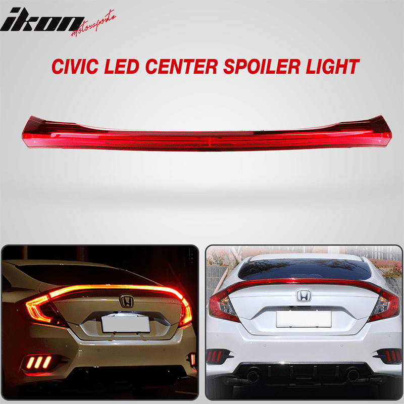Fits 1618 Honda Civic 10th Gen Sedan Rear Trunk LED Middle Tail Lights