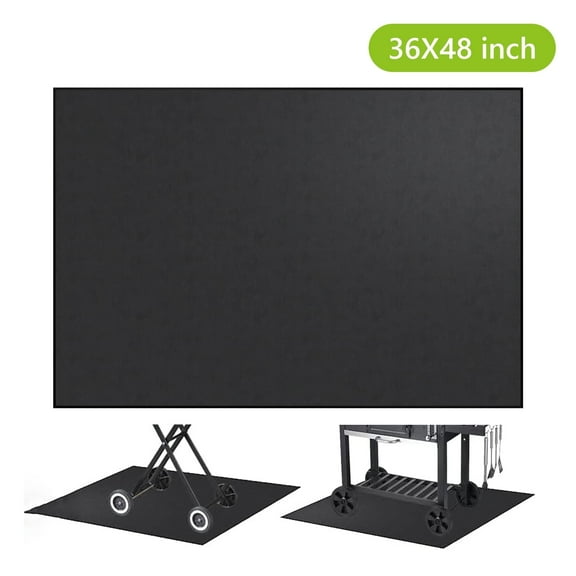 Tripumer 1 Pcs Under Grill Mat Fire Pit Mat 48 x 36 inch Waterproof Oil-Proof Grill Floor Pads Grill Mats for Outdoor Grill Charcoal Gas Grills Smokers BBQ Black