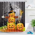 thumbnail image 2 of Cortina de Ducha BRI Halloween Calabazas Sombrero Mágico Escoba Fantasma 200cm x 180cm, 2 of 5