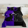 thumbnail image 2 of jejeloiu Cartoon Cute Kitten Bedding Comforter Set,Pet Animal Twin Comforter Sets,Black Purple Bedding Set For Girls Teens,Luxury Bedroom Decor Reversible,2pcs, 2 of 8