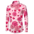thumbnail image 5 of IWRICH Valentine's Day Dress Shirt for Men Vacation Stylish Casual Lapel Long Sleeve Heart Printed Button down Tops Pink S, 5 of 7