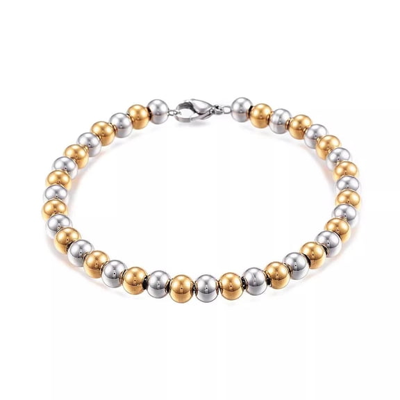 Stainless Steel Bead Ball Bracelet Lobster Gold Silver 7.75 6mm Z45