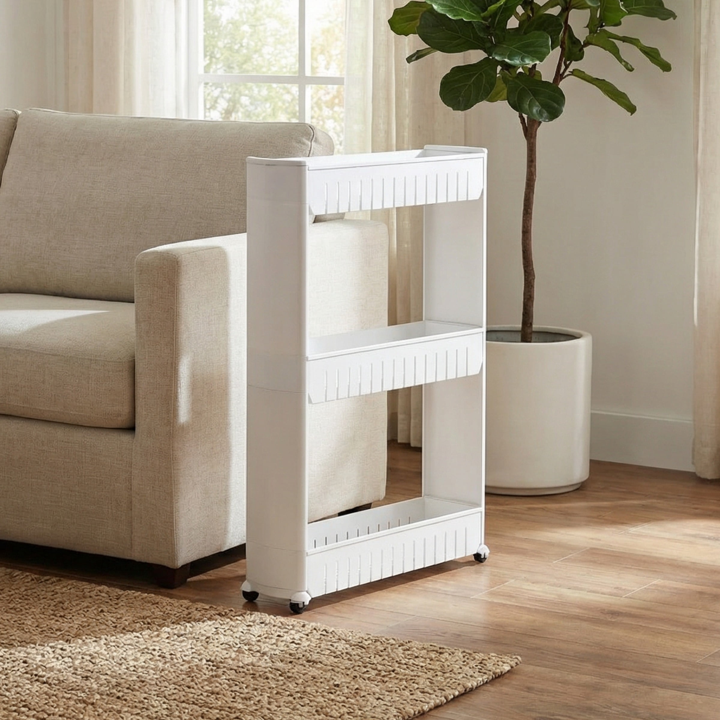 Lavish Home 3-Tier Rolling Cart for Kitchens and Laundry Rooms (White)