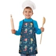 thumbnail image 2 of Dark Blue Mermaid Pattern Kids Aprons for Girls and Boys,Adjustable Neck Strap Toddler Aprons for Kids Cooking Baking,23.6"x19", 2 of 7