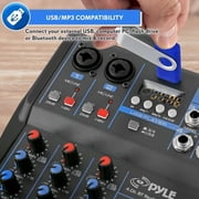 Pyle PMXU43BT - 4-Ch. Bluetooth Studio Mixer - DJ Controller Audio Mixing Console System