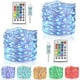 thumbnail image 1 of Paquete de 2 luces navideñas de 100 LED de 10 m con alimentación por USB, luces de cadena de alambre plateado, mini luces con control remoto adecuadas para decoraciones del hogar, 1 of 6