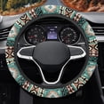 thumbnail image 6 of Renewold Auto Steering Wheel Cover Unviersal 15 Inch Steering Wheel Wrap Cover Auto Interior Accessories Decor for All Seasons, Southwest American Tribal Teal Chocolate Color, 6 of 7